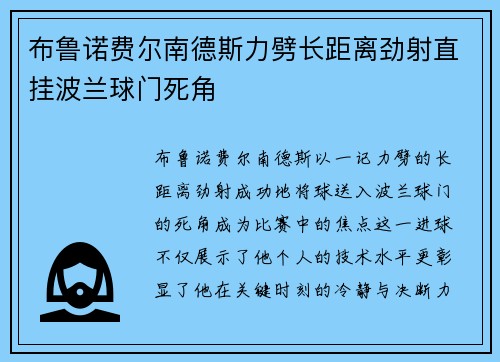 布鲁诺费尔南德斯力劈长距离劲射直挂波兰球门死角